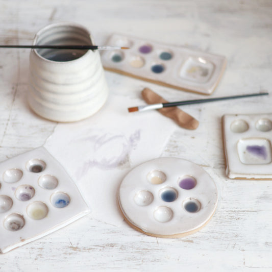 Watercolor Paint Palette in White | 9 Size & Shape Options