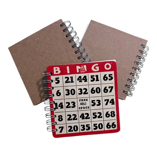 Upcycled Vintage Red Bingo Card Journal - 5x5"