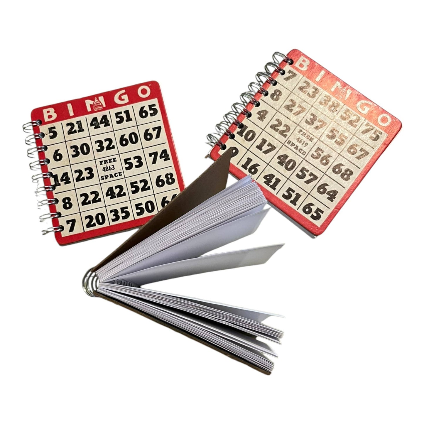 Upcycled Vintage Red Bingo Card Journal - 5x5"