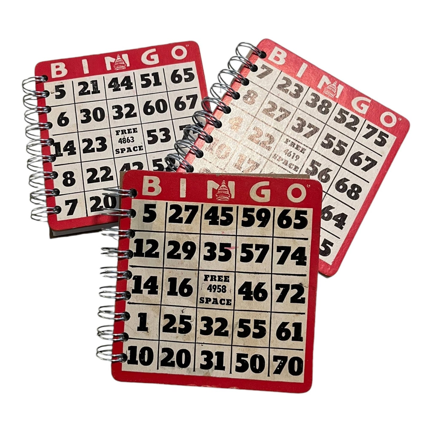 Upcycled Vintage Red Bingo Card Journal - 5x5"