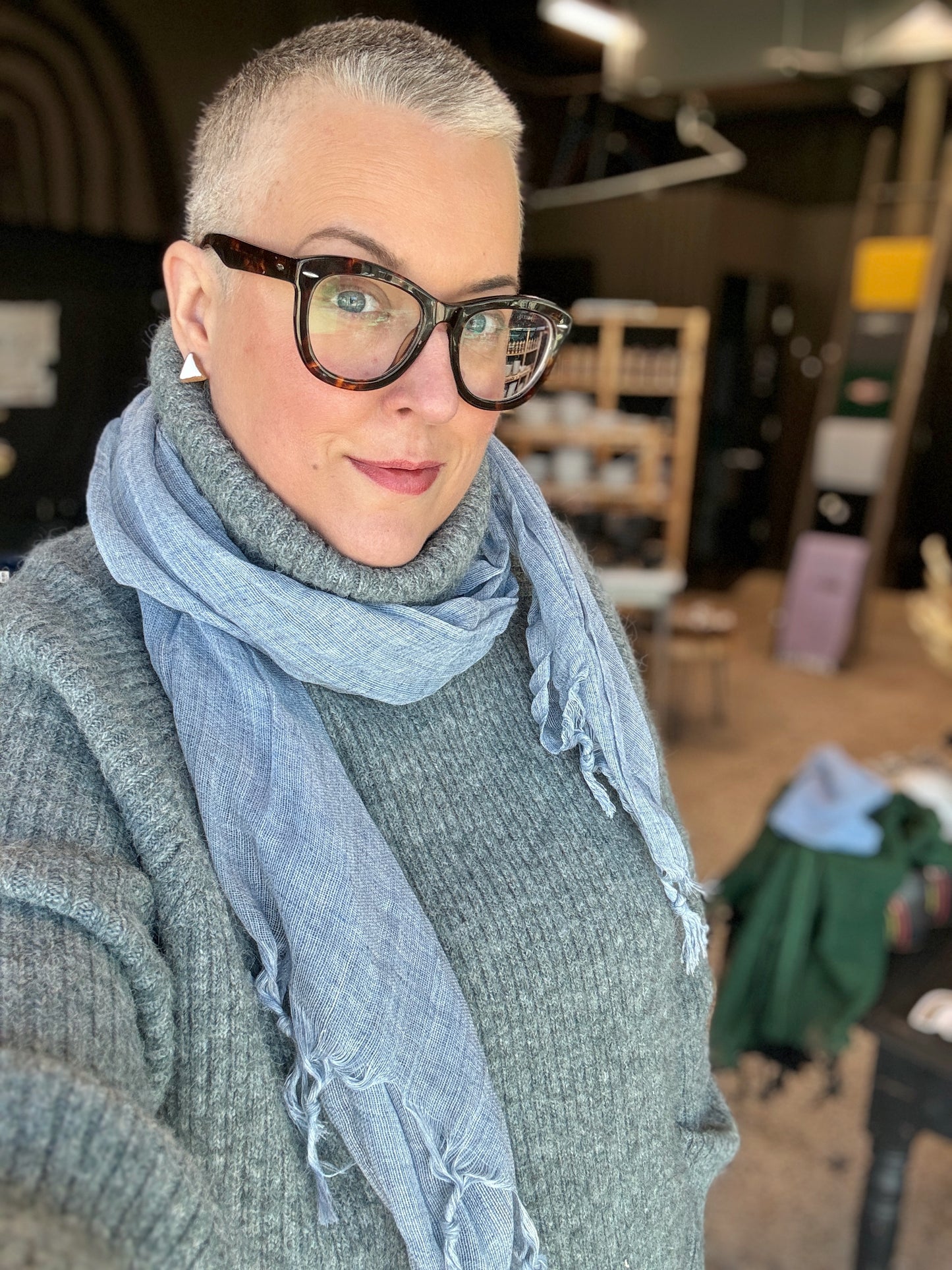 Cotton Scarf in Denim Blue