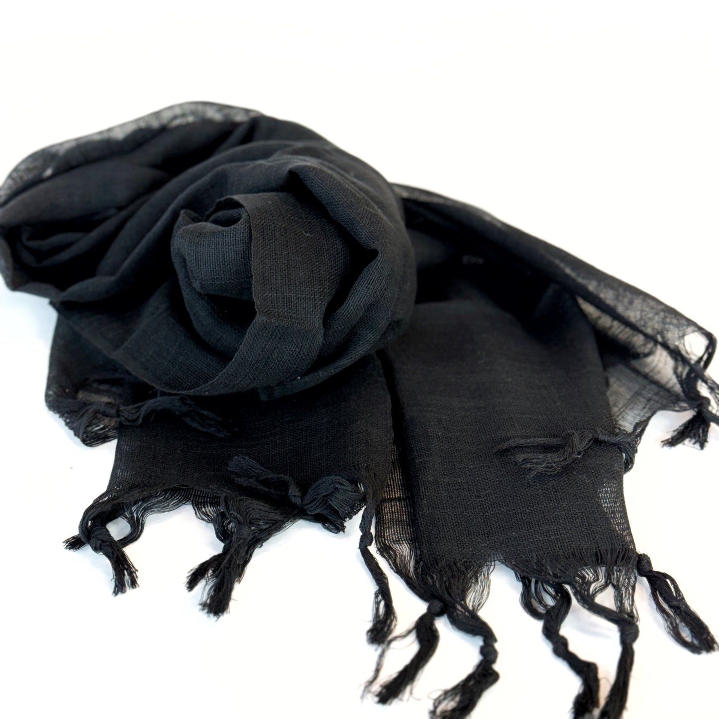 Cotton Scarf in Rich Black