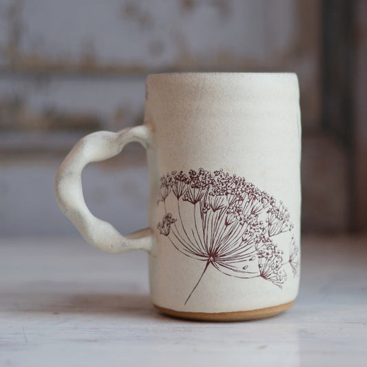 Large Floral Smooth Mug in Cream