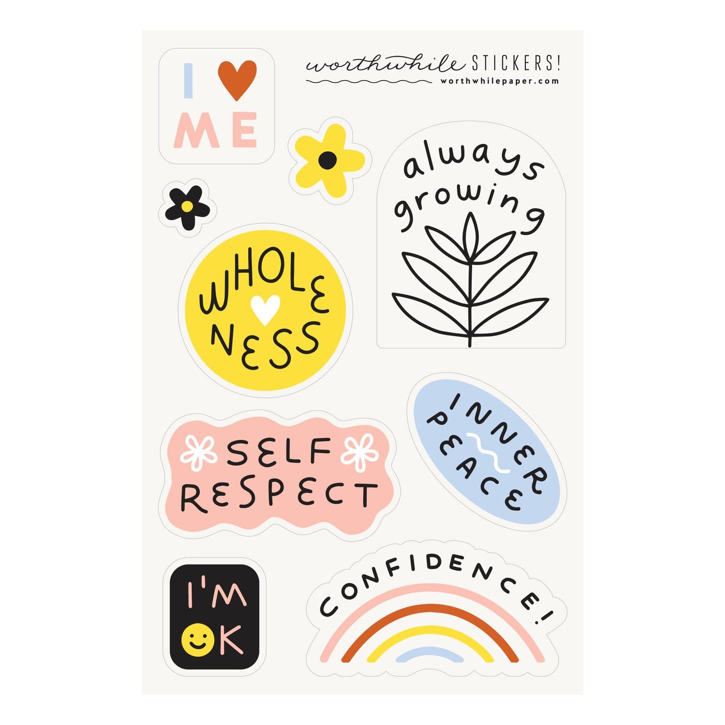 Self Love Sticker Sheet (set of 2) Worthwhile Paper