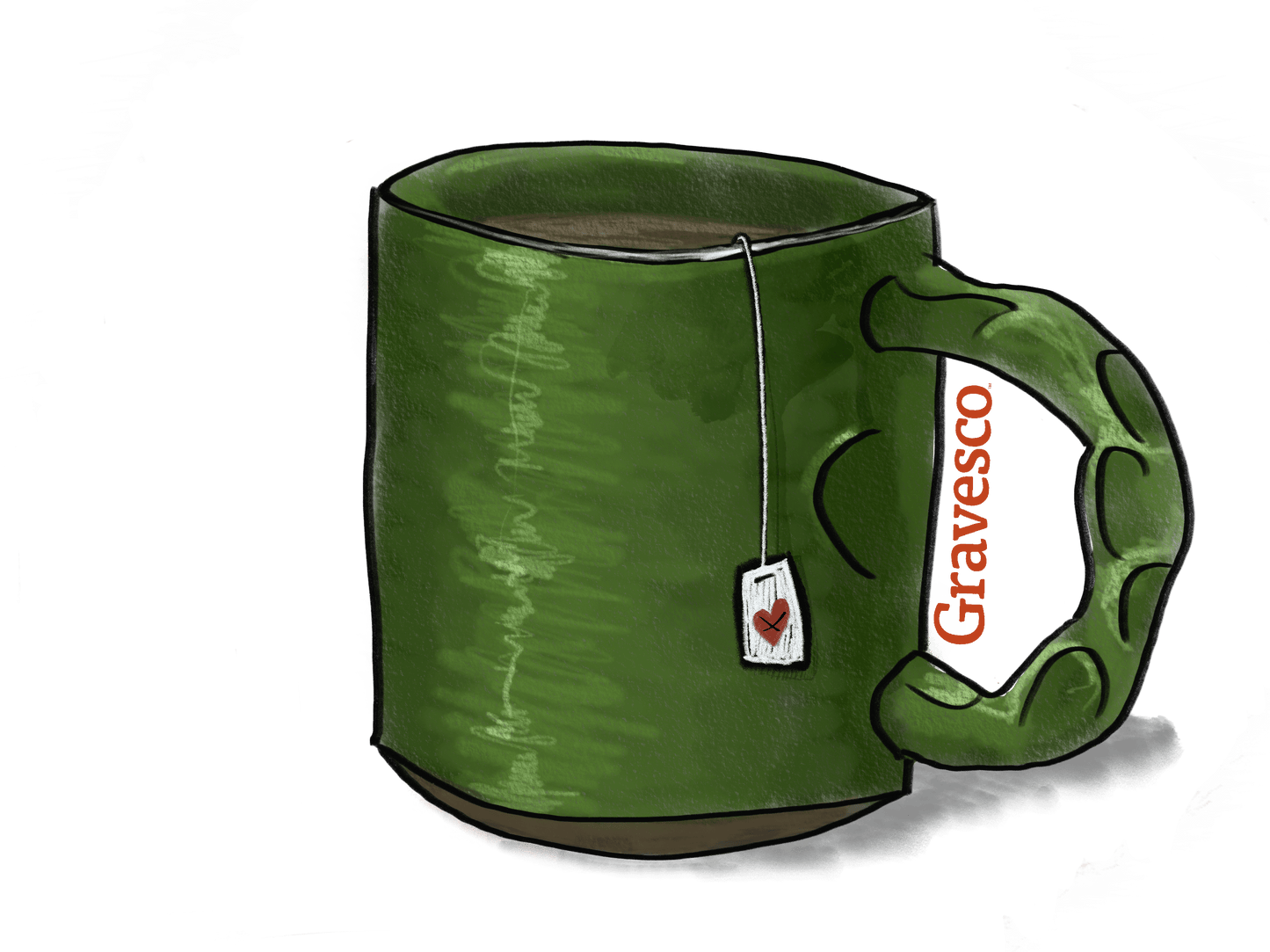 Green Signature Mug 3 inch vinyl sticker Gravesco 